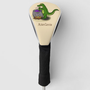 Funny green alligator kook cartoon golfheadcover