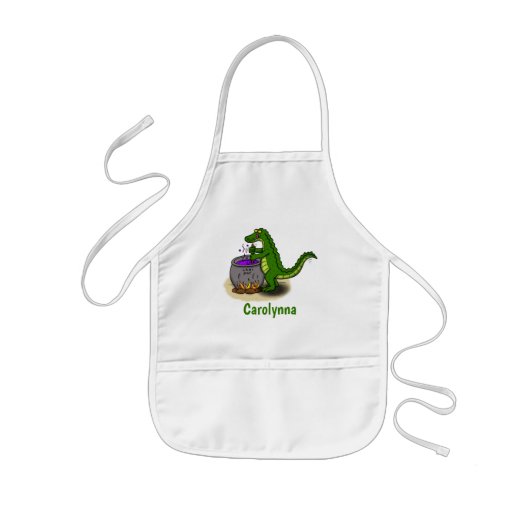 Funny green alligator kook cartoon kinder schort (Voorkant)