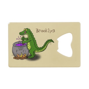 Funny green alligator kook cartoon kredietkaart flessenopener