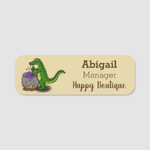Funny green alligator kook cartoon naamplaatje
