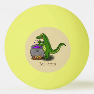 Funny green alligator kook cartoon pingpongballen