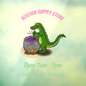 Funny green alligator kook cartoon raamsticker (Vel 3)