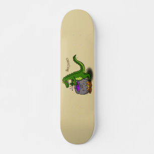 Funny green alligator kook cartoon skateboard