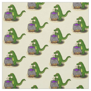 Funny green alligator kook cartoon stof