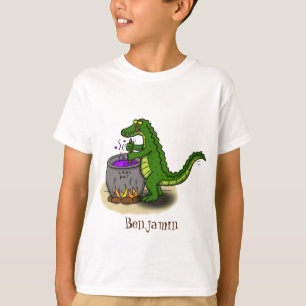 Funny green alligator kook cartoon t-shirt