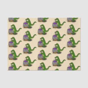 Funny green alligator kook cartoon tissuepapier