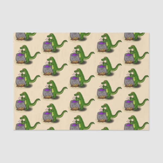 Funny green alligator kook cartoon tissuepapier (Voorkant)