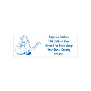 Funny green alligator kook cartoon zelfinktende stempel