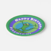 Funny green animated iguana lizard jarig papieren bordje (Gekanteld)