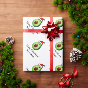 Funny green avocado Santa Wrapping Paper Cadeaupapier
