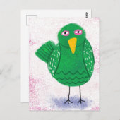 Funny Green Bird Briefkaart (Voorkant / Achterkant)