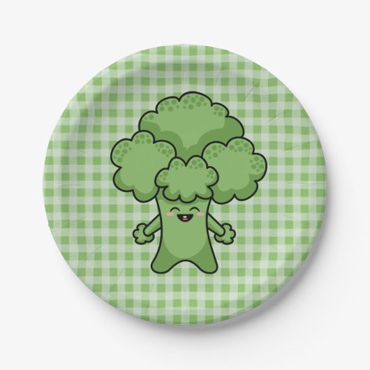 Funny Green Broccoli Papieren Bordje (Voorkant)
