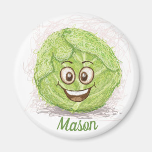 Funny Green Cabbage Drawing Custom Name fridge Magneet