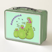 Funny green carnivorous pitcher planten cartoon (Achterkant)