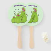 Funny green carnivorous pitcher planten cartoon handwaaier (Voorkant en achterkant)