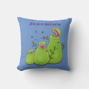 Funny green carnivorous pitcher planten cartoon kussen