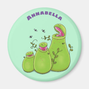 Funny green carnivorous pitcher planten cartoon magneet