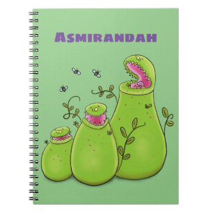 Funny green carnivorous pitcher planten cartoon notitieboek