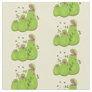 Funny green carnivorous pitcher planten cartoon stof