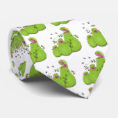 Funny green carnivorous pitcher planten cartoon stropdas (Opgerold)