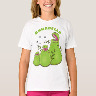 Funny green carnivorous pitcher planten cartoon t-shirt