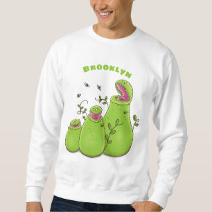 Funny green carnivorous pitcher planten cartoon trui