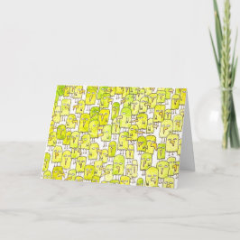 Funny Green Cartoon Birds Happy Birthday  Kaart