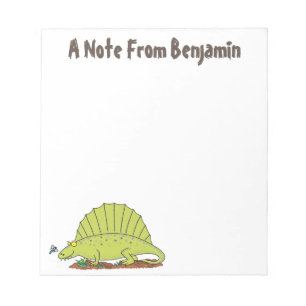 Funny green dimetrodon cartoon dinosaur notitieblok