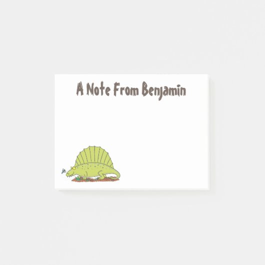 Funny green dimetrodon cartoon dinosaur post-it® notes (Voorkant)