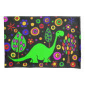 Funny Green Dinosaur Abstracte Pillowcase Kussensloop (Voorkant)