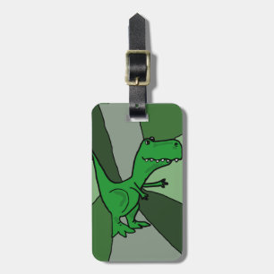 Funny Green Dinosaur Art Bagagelabel