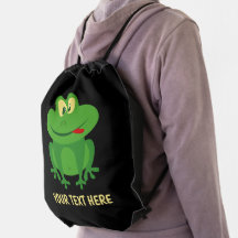 Funny green frog cartoon trektas voor kinderen