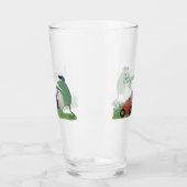 Funny green frog mowing grawn cartoon glas (Links)