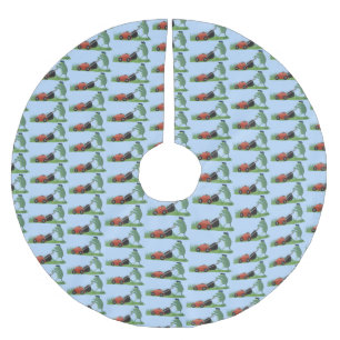 Funny green frog mowing grawn cartoon kerstboom rok