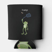 Funny green frog swatting fly cartoon blikjeskoeler (Achterkant)
