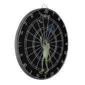 Funny green frog swatting fly cartoon dartbord (Voorkant Links)