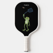 Funny green frog swatting fly cartoon pickleball paddle (Achterkant)