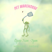 Funny green frog swatting fly cartoon raamsticker (Vel 3)