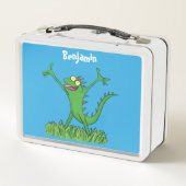 Funny green glimlach animated iguana lizard (Achterkant)