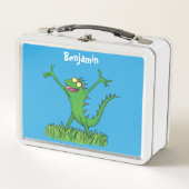 Funny green glimlach animated iguana lizard (Voorkant)