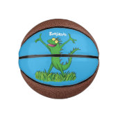 Funny green glimlach animated iguana lizard basketbal (Voorkant)