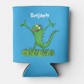 Funny green glimlach animated iguana lizard blikjeskoeler (Voorkant)