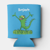 Funny green glimlach animated iguana lizard blikjeskoeler (Achterkant)