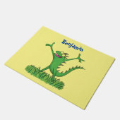 Funny green glimlach animated iguana lizard deurmat (Schuin)
