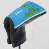 Funny green glimlach animated iguana lizard golfheadcover (3/4 voorkant)