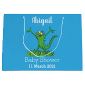 Funny green glimlach animated iguana lizard groot cadeauzakje (Voorkant)