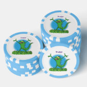 Funny green glimlach animated iguana lizard poker chips (Opstapeling)