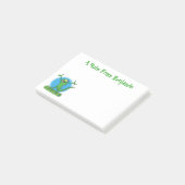 Funny green glimlach animated iguana lizard post-it® notes (Schuin)