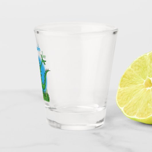 Funny green glimlach animated iguana lizard shot glas (Rechts)