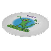 Funny green glimlach animated iguana lizard snijplank (Hoek)